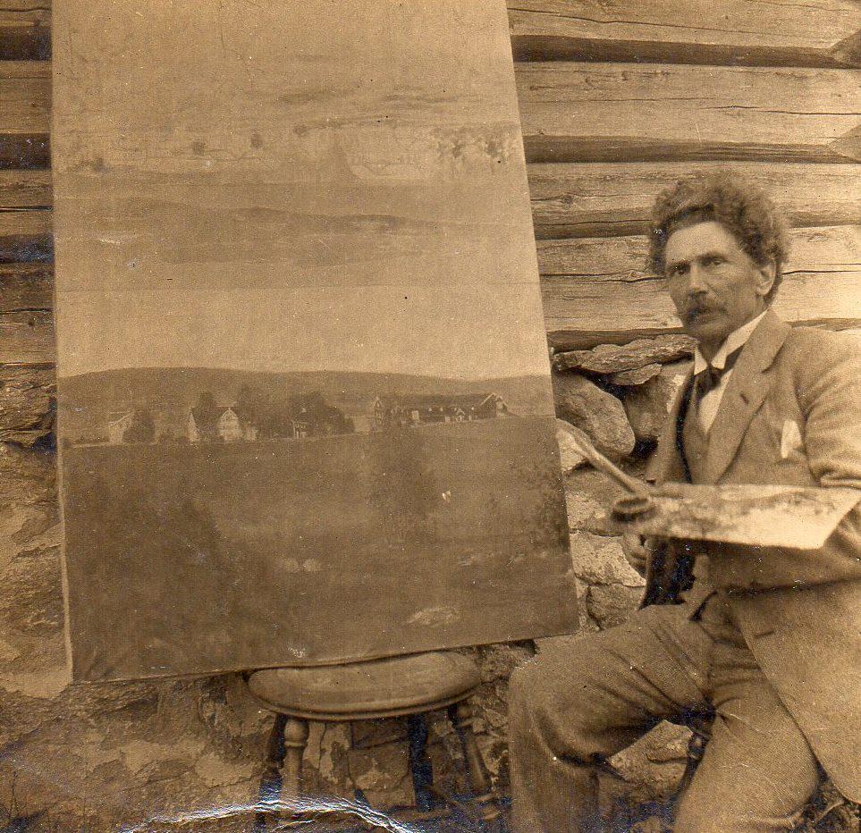 Daynen esi-isä, Kristian Skolmen, työstämässa erästä maalaustaan norjalaisesta maisemasta