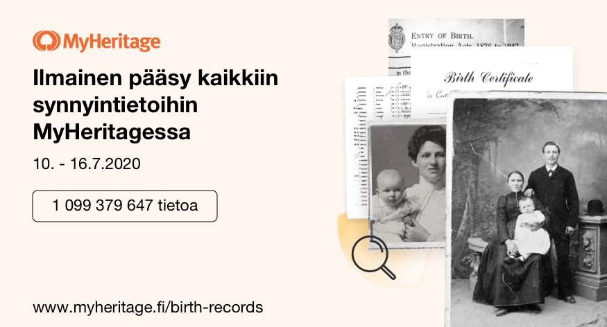 Synnyintiedot ilmaiseksi 10. -16. heinäkuuta!
