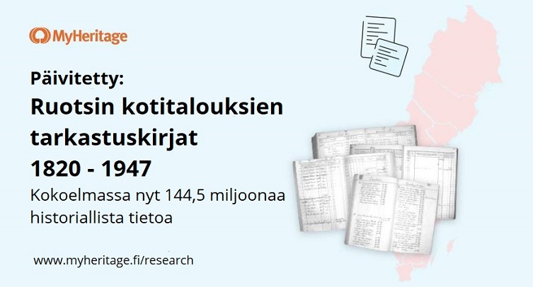 MyHeritage päivitti Ruotsin kotitalouksien tarkastuskirjat -kokoelman