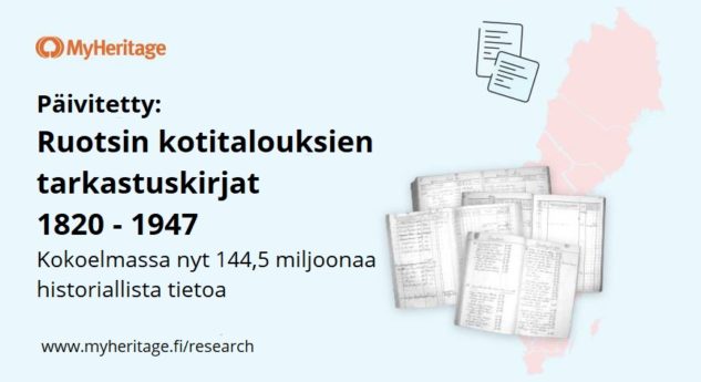 Ruotsin kotitalouksien tarkastuskirjat 1820 – 1947, kokoelman päivitys