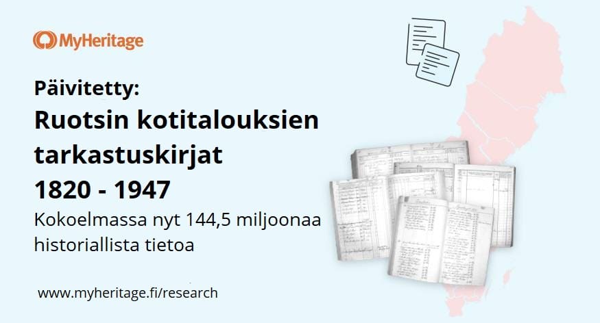 Ruotsin kotitalouksien tarkastuskirjat 1820 – 1947, kokoelman päivitys
