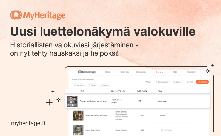 Esittelyssä MyHeritagen uusi valokuvien luettelonäkymä