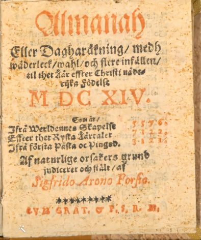 Almanakan nimiö vuodelta 1614