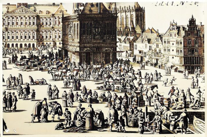 Amsterdamin markkinat 1600-luvun puolivälissä / Suomen merimuseon kokoelmat