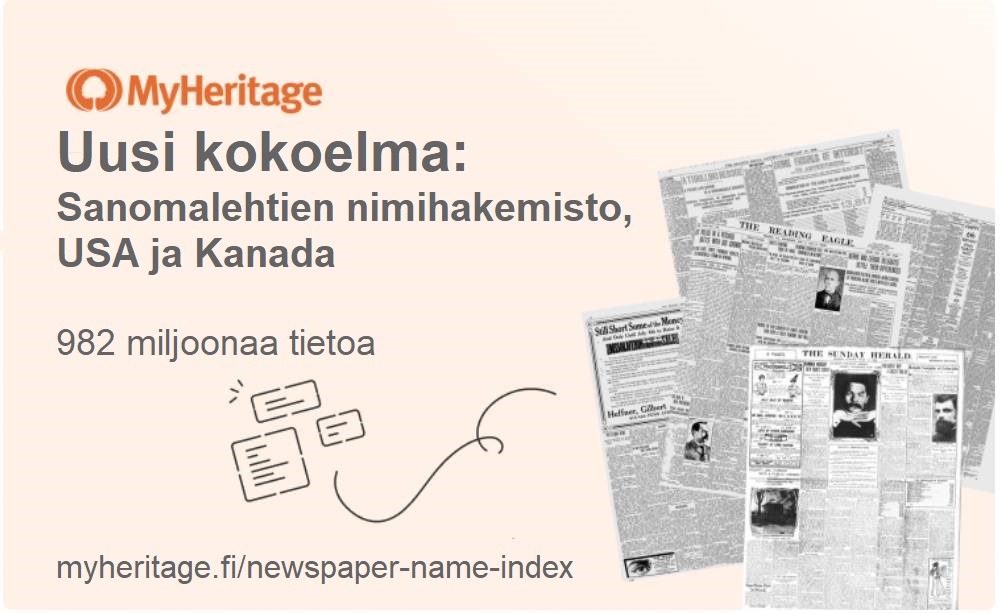 MyHeritage julkaisee uuden, lähes miljardin nimen hakemiston Yhdysvaltojen ja Kanadan historiallisten sanomalehtien kokoelmista