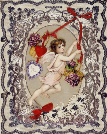 Englantilainen viktoriaanisen ajan ystävänpäiväkortti,