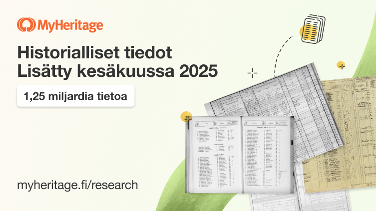 MyHeritage lisää 1,25 miljardia historiallista tietoa kesäkuussa 2025