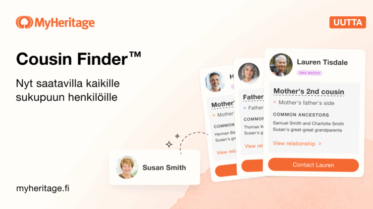 Cousin Finder™: Nyt saatavilla kaikille sukupuun henkilöille