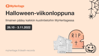 Halloween-viikonloppuna ilmainen pääsy kaikkiin kuolintietoihin MyHeritagessa