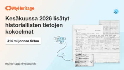 Kesäkuussa julkaistu 414 miljoonaa historiallista tietoa