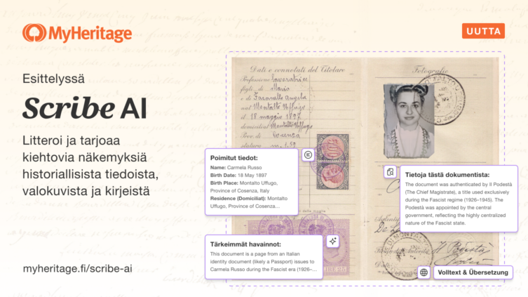 Esittelyssä Scribe AI: Litteroi, tulkitse ja saa oivalluksia historiallisista asiakirjoista ja valokuvista sekä MyHeritagen historiallisista tiedoista