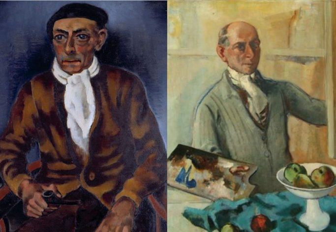 Vasemmalla hollantilaisen taiteilijan Mommie Schwarzin muotokuva hänen vaimonsa maalaamana ja oikealla omakuva.