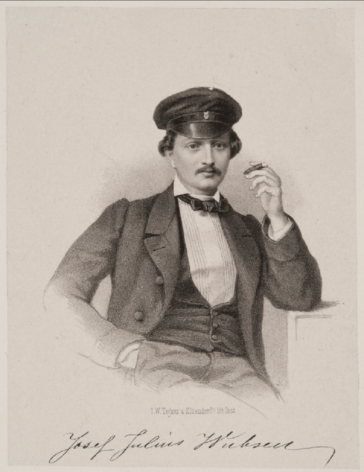 Tuntemattoman tekijän litografia ylioppilas Josef Julius Wecksellistä talvilakissaan 1857-1859, Museoviraston kokoelmat