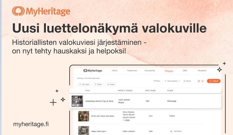 Esittelyssä MyHeritagen uusi valokuvien luettelonäkymä