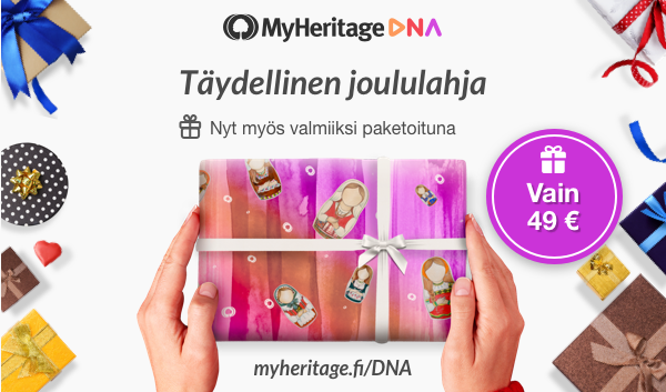 MyHeritage DNA lahjapakkaus nyt myös valmiiksi paketoituna