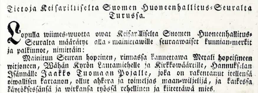Turun Wiikko-Sanomat 12.2.1820 no. 6, Kansalliskirjasto.fi