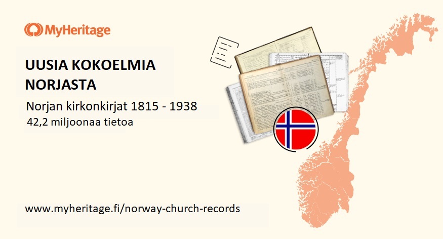 Nyt MyHeritagessa: Norjan kirkonkirjat vuosilta 1815-1938