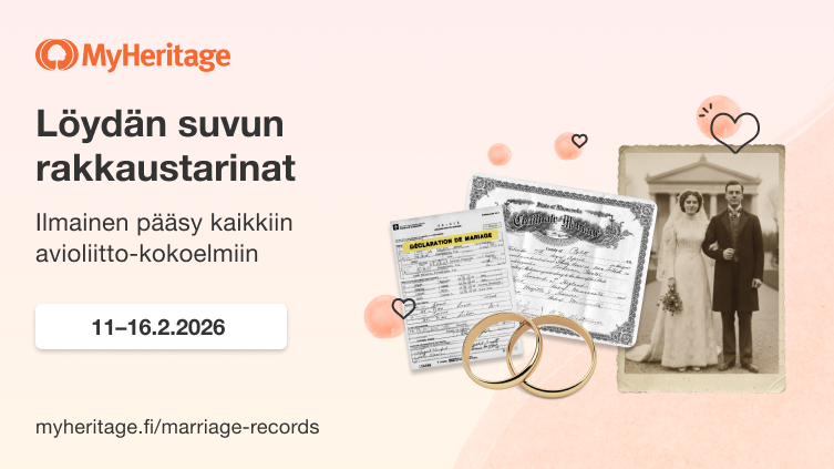 Löydä oman suvun rakkaustarinat tänä ystävänpäivänä