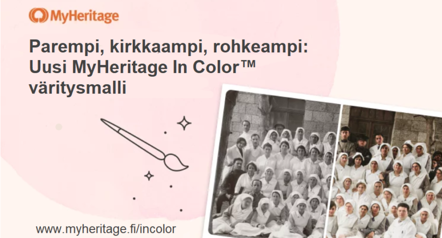 Uusi ja parannettu väritysmalli MyHeritage In Color™ :lle