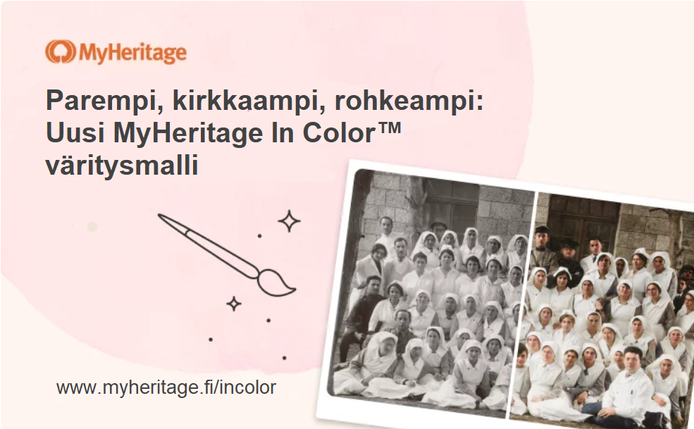 Uusi ja parannettu väritysmalli MyHeritage In Color™ :lle