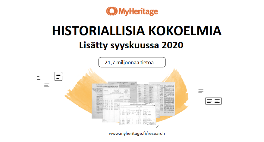 Historiallisten tietojen kokoelmat – lisätty syyskuussa 2020
