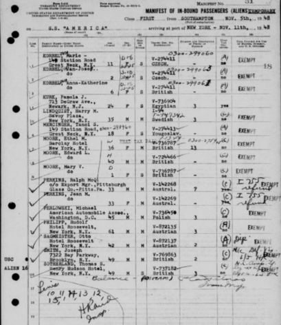 Ellis Islandin ja muut New Yorkin matkustajaluettelot, 1820-1957 – Marie Jana Korbelová, MyHeritage Super Search
