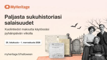 MyHeritagen kuolintiedot maksutta pyhäinpäivän viikolla