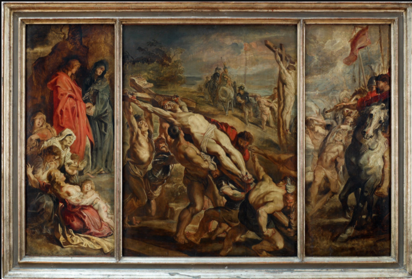 Rubensin triptyykki kuvaa Jeesusta ristillä. Kuvalähde: New York Times, Angèle Dequir – Réunion Des Musées Nationaux.